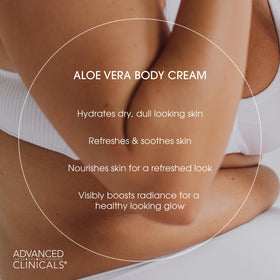 Advanced Clinicals Aloe Vera Lotion swatch on skin demonstrates soft, hydrated feel.