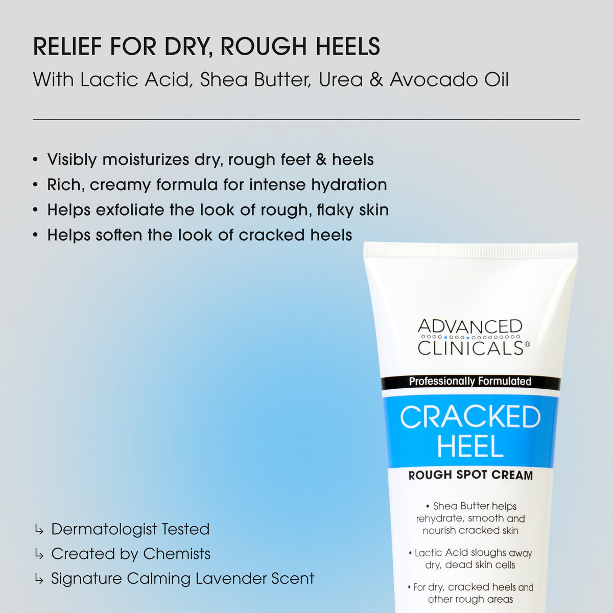 Advanced Clinicals cracked heel cream applying on foot relieves rough skin