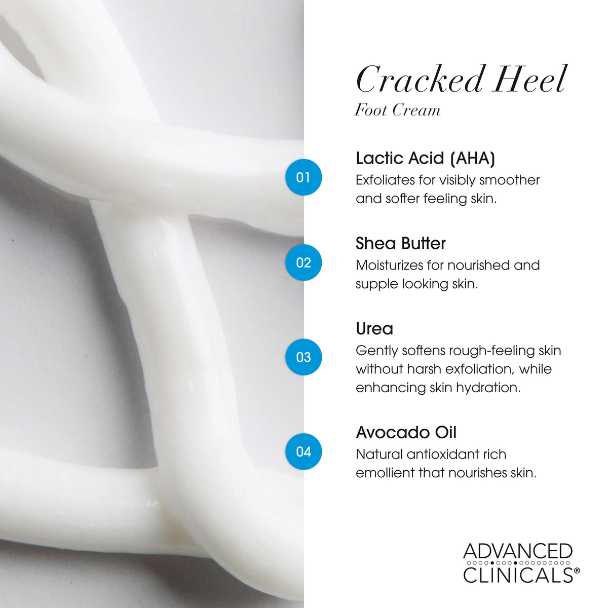 Advanced Clinicals cracked heel cream shea butter texture closeup