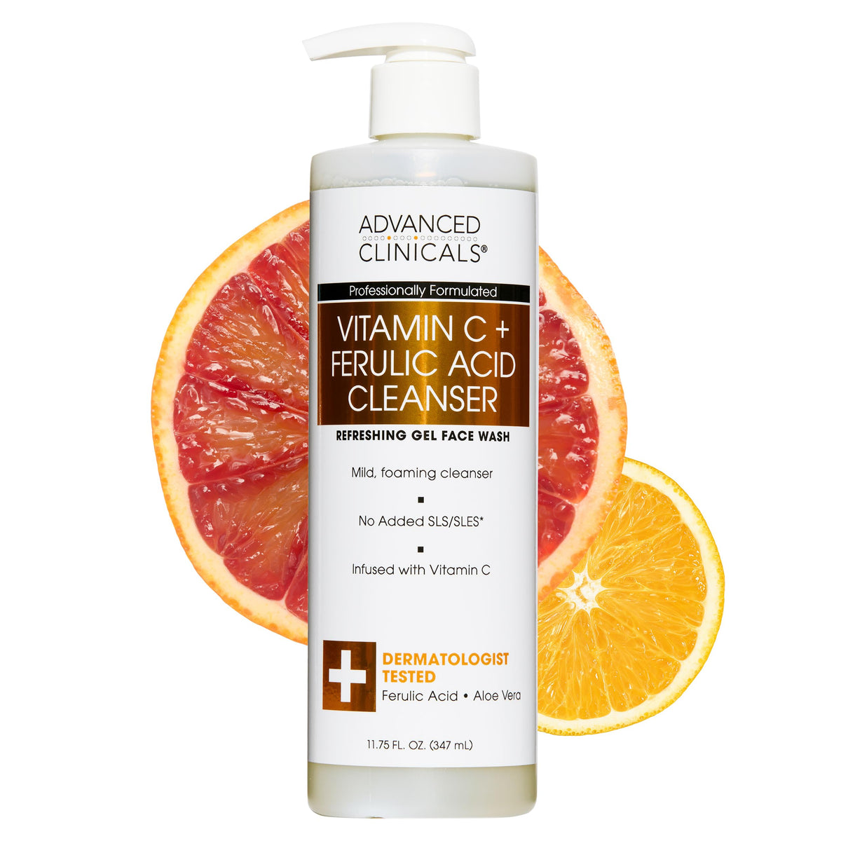 Advanced Clinicals Gentle Vitamin C Face Wash bottle with citrus scent for refreshing cleanse.