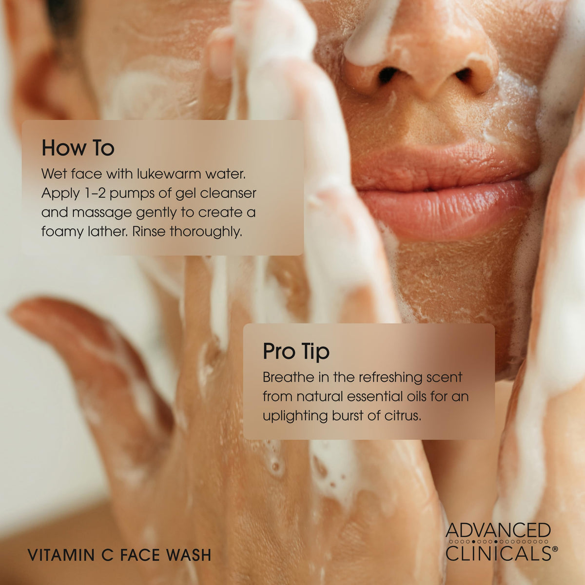 Citrus aroma enhances morning routine as you cleanse away impurities.