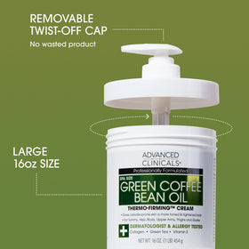 Advanced Clinicals Green Coffee Bean Thermo texture close-up showing velvety finish.