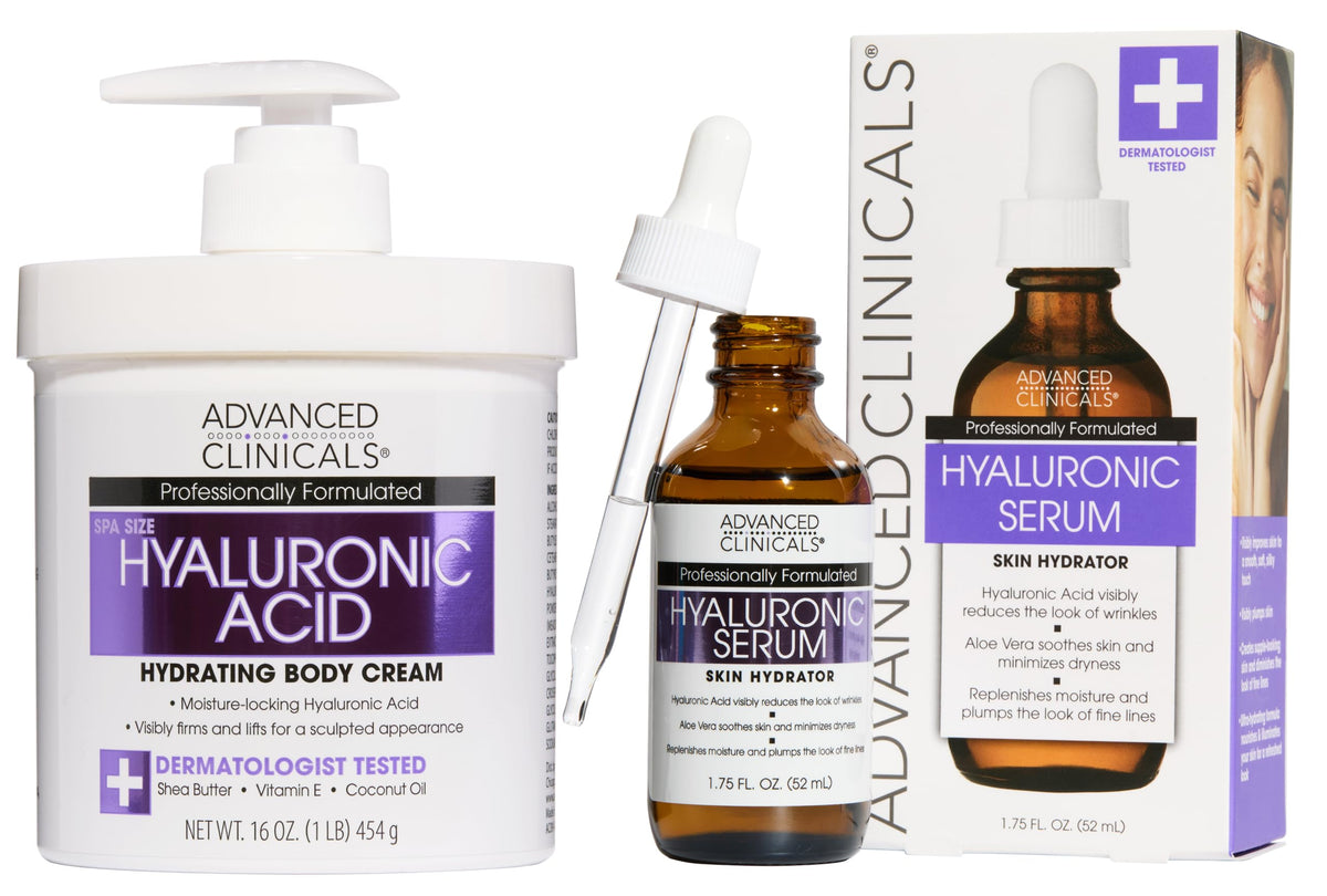 Advanced Clinicals hyaluronic acid cream bottle for deep hydration and smooth skin