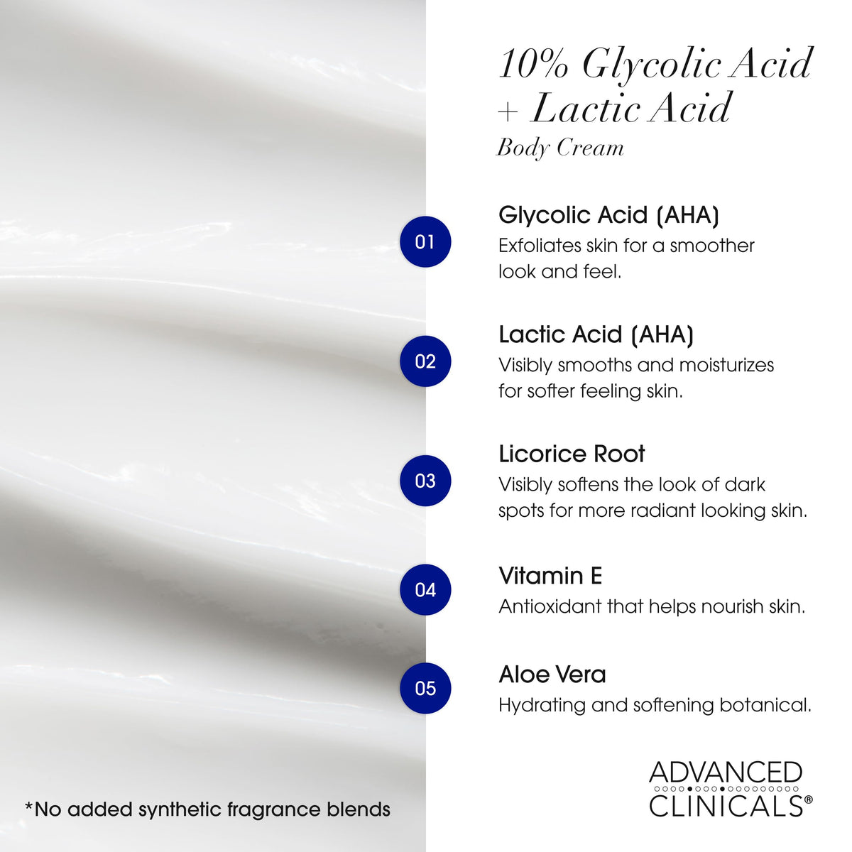 Advanced Clinicals legs decolletage smoothing shows even texture