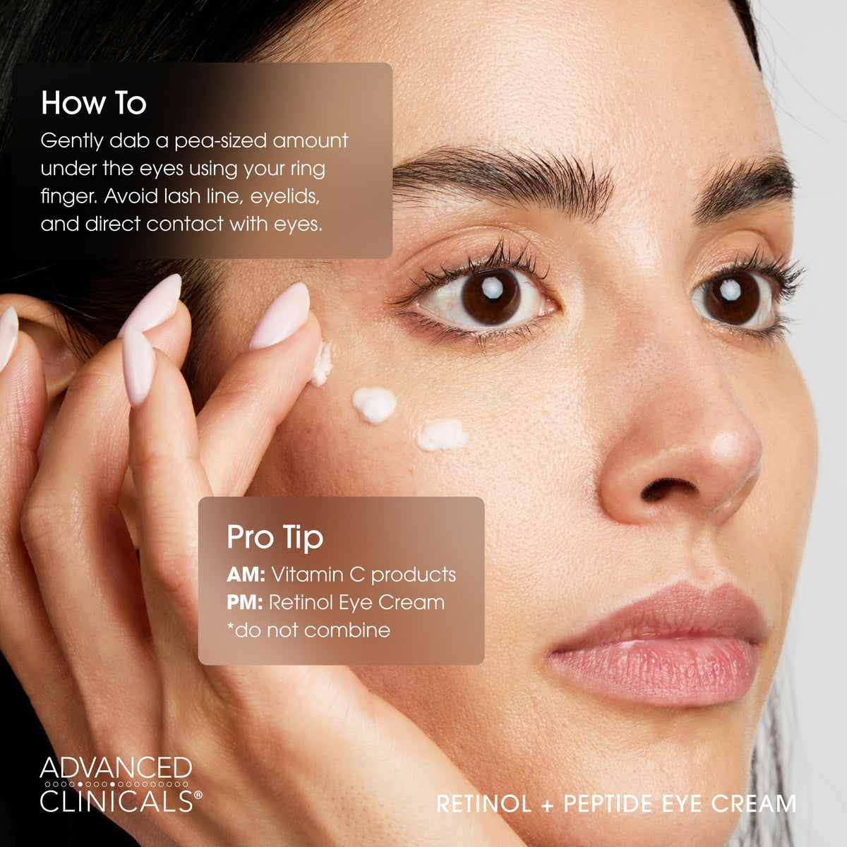 Advanced Clinicals moisturizer cream swirls on skin for lasting moisture and a smoother texture.