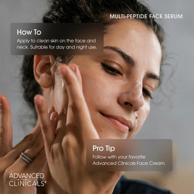 Advanced Clinicals Multi Peptides Serum pump action highlights controlled dispensing.
