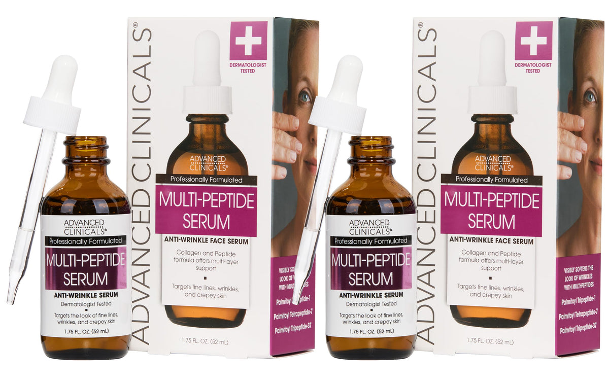 Advanced Clinicals Multi Peptides Serum bottle with premium packaging and hydration benefits.