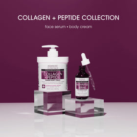 Advanced Clinicals Multi Peptides Serum label close-up emphasizes a science-backed formula.