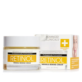 Advanced Clinicals retinol cream bottle shown for nightly use