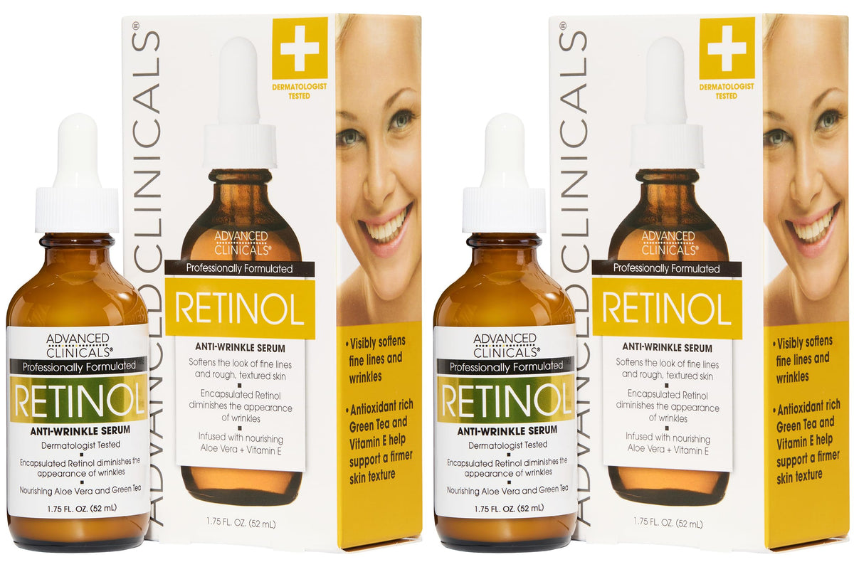 Advanced Clinicals Retinol Serum bottle front view for smoother skin.