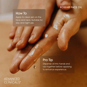 Advanced Clinicals Rosehip Oil helps soften fine lines and restore texture.