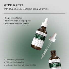 Advanced Clinicals Tea Tree Oil Serum droplet highlights pore-refining hydration.