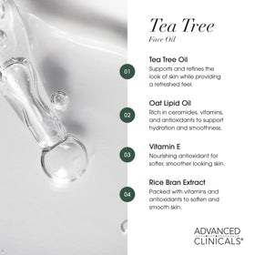 Advanced Clinicals Tea Tree Oil Serum application on face suggests daily use for refined texture.