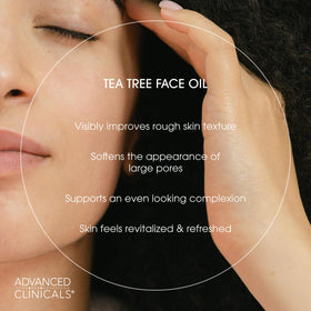 Advanced Clinicals Tea Tree Oil Serum texture swatch shows smooth, quick-absorbing finish.