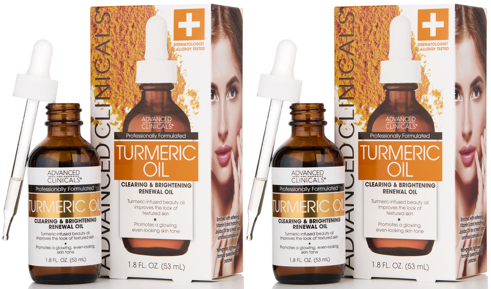 Advanced Clinicals Turmeric Oil Serum bottle pour enhances glow and hydration for a luminous complexion
