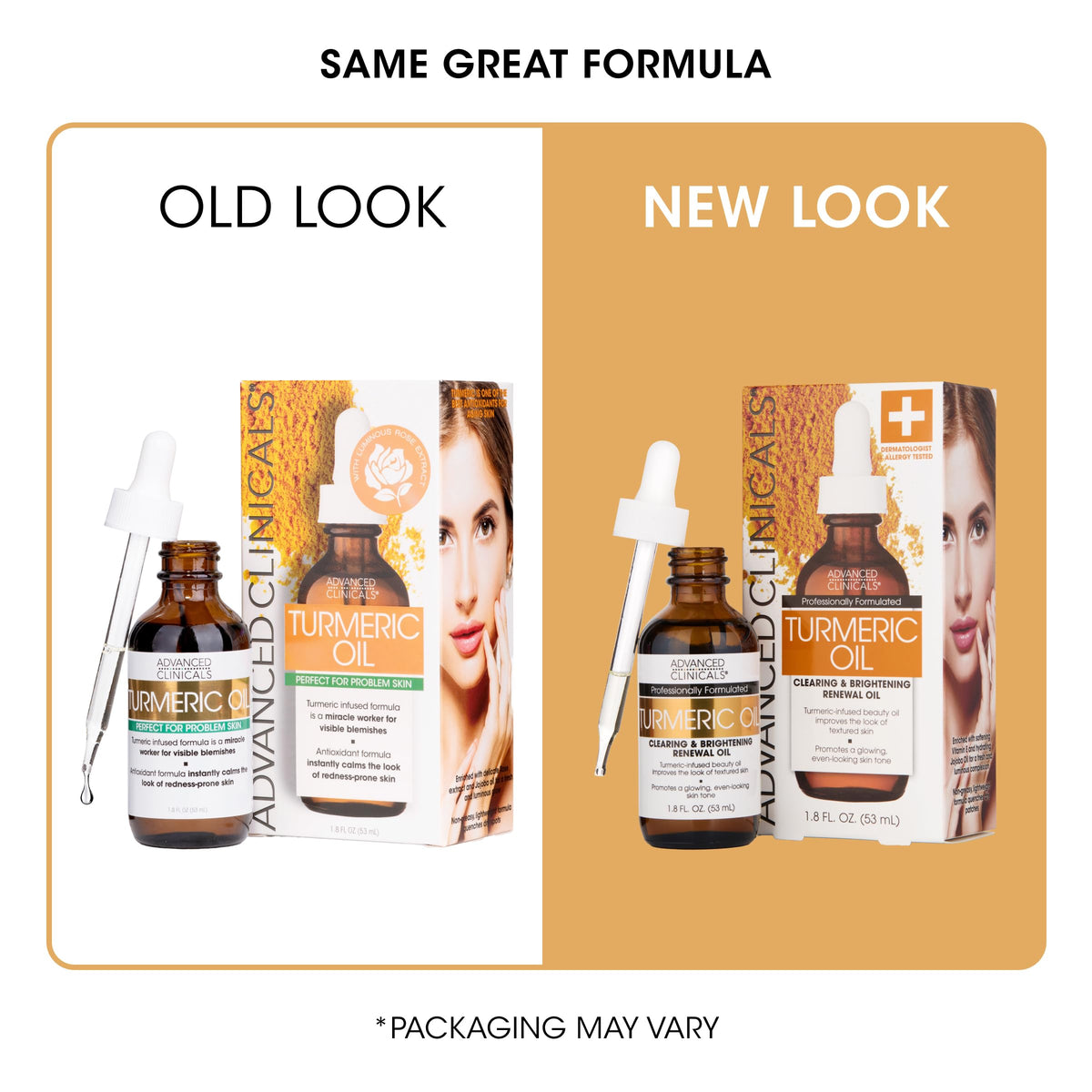 Advanced Clinicals Turmeric Oil Serum drops on skin indicate fast-absorbing hydration