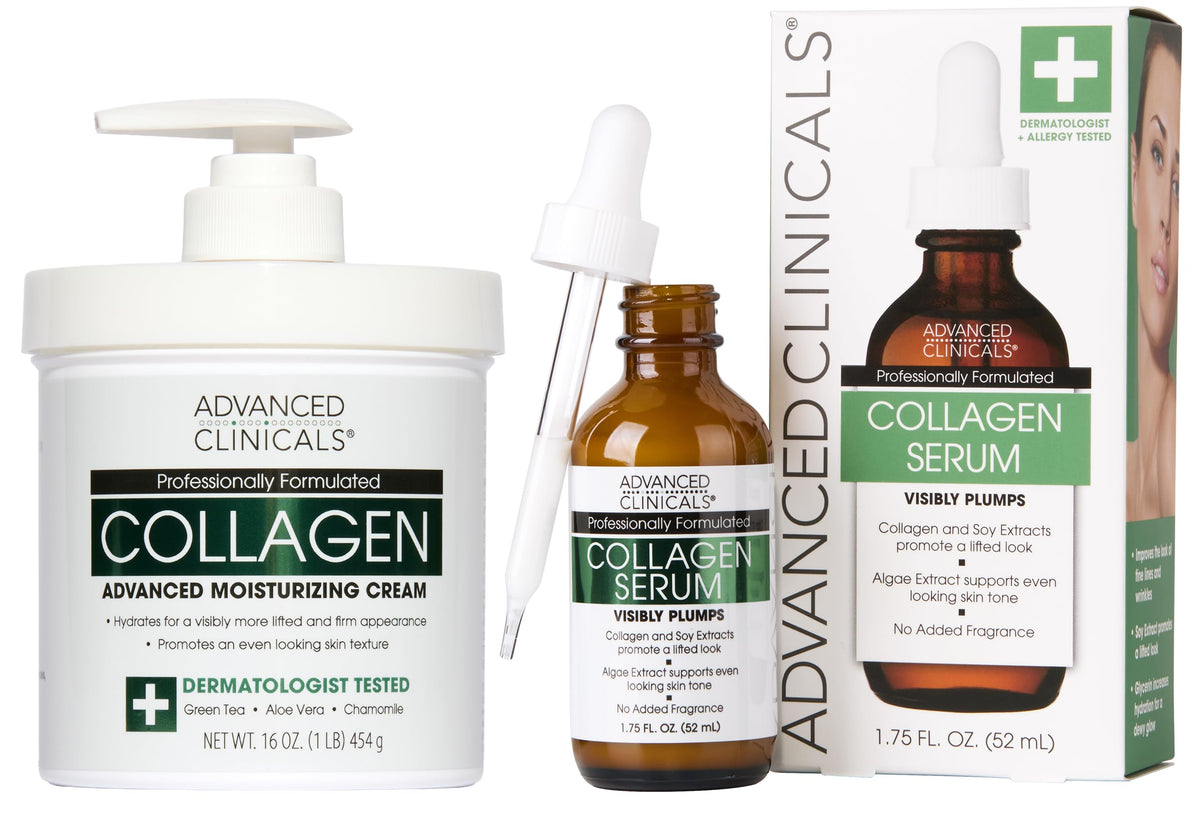 Advanced Clinicals unscented collagen body cream bottle for deep hydration and a smoother look.