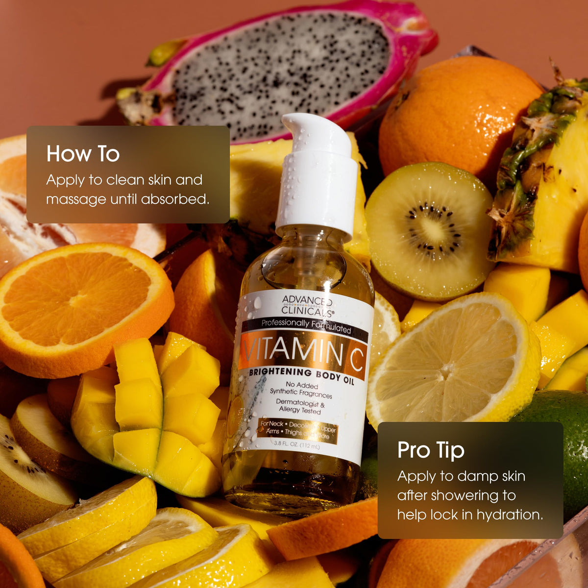 Advanced Clinicals Vitamin C Body Oil daily routine for radiant skin