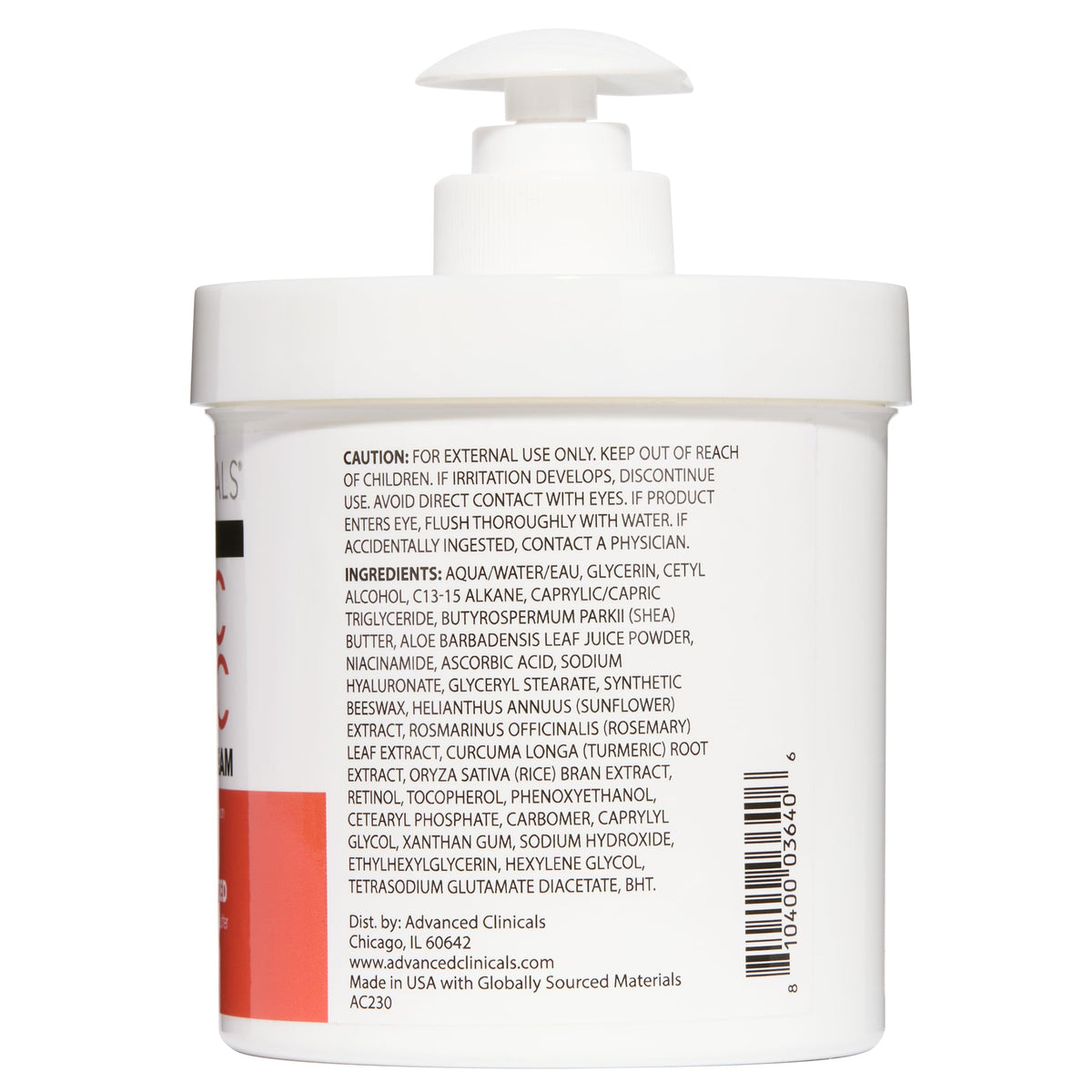 Advanced Clinicals Vitamin C Cream jar on display showing rich, nourishing formula.