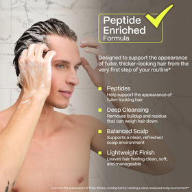 Hairstem Peptide Shampoo tea tree oil closeup highlighting scalp clarification
