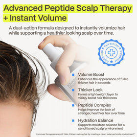 HairStem Peptide Spray being applied to scalp for quick absorption and light feel
