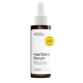 Advanced Trichology HairStem serum bottle closeup highlighting premium follicle support.
