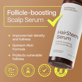 Advanced Trichology HairStem ingredients blend with rosemary and green tea for scalp nourishment.