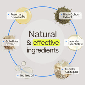 Advanced Trichology HairStem serum lab testing badge signals quality and safety standards.
