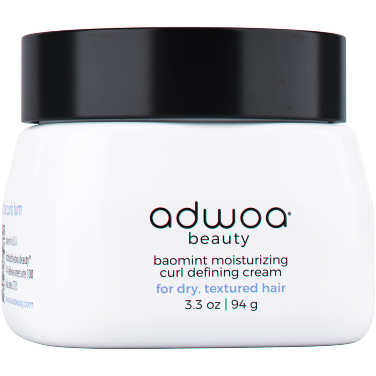 Adwoa Beauty Baomint Cream bottle close-up showing rich moisture for defined curls