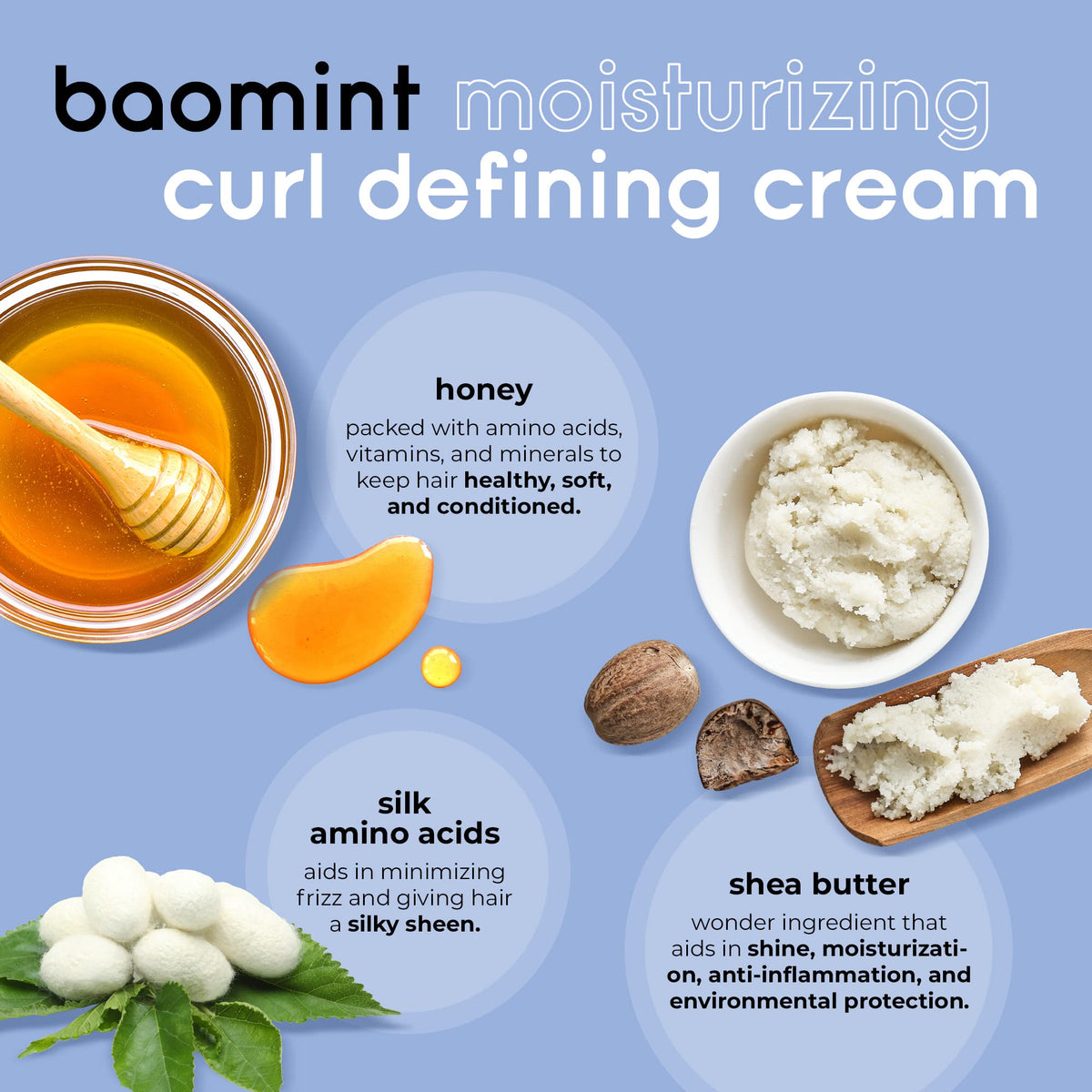 Adwoa Beauty Baomint Cream on curls showing definition and shine