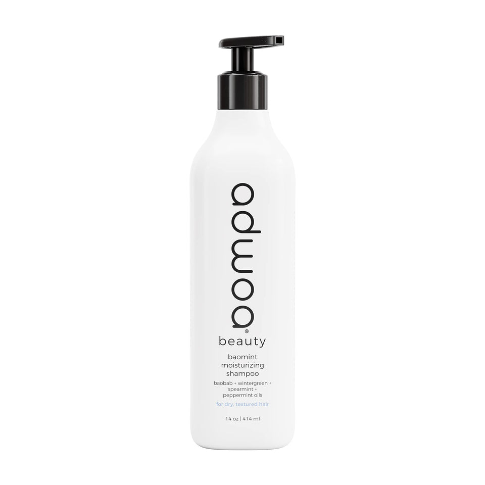 adwoa beauty Baomint shampoo bottle showing sulfate-free cleansing for textured curls.
