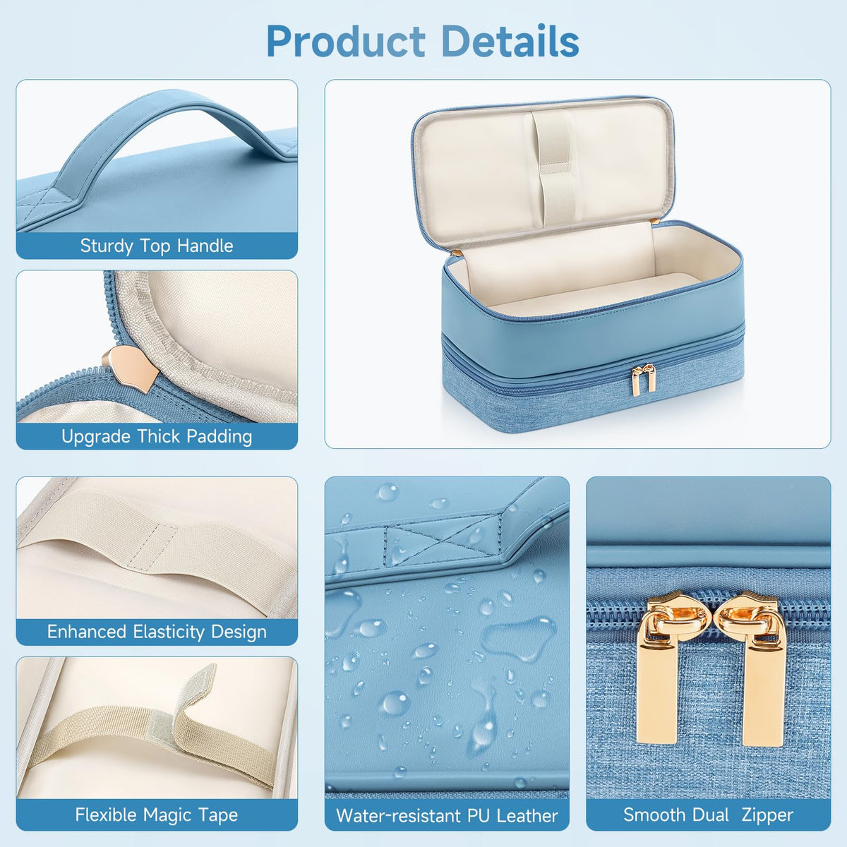 Adworte dual-zipper closure; easy access while traveling.