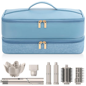 Adworte travel case misty blue outer view with protective fabric shell for safe travel.