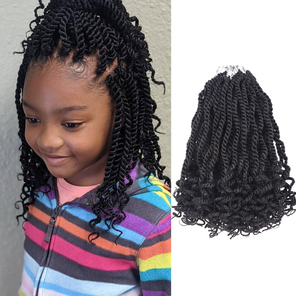 Aeagoo 8-inch kids crochet hair with wavy Senegalese twists in color 2, lightweight and comfortable.