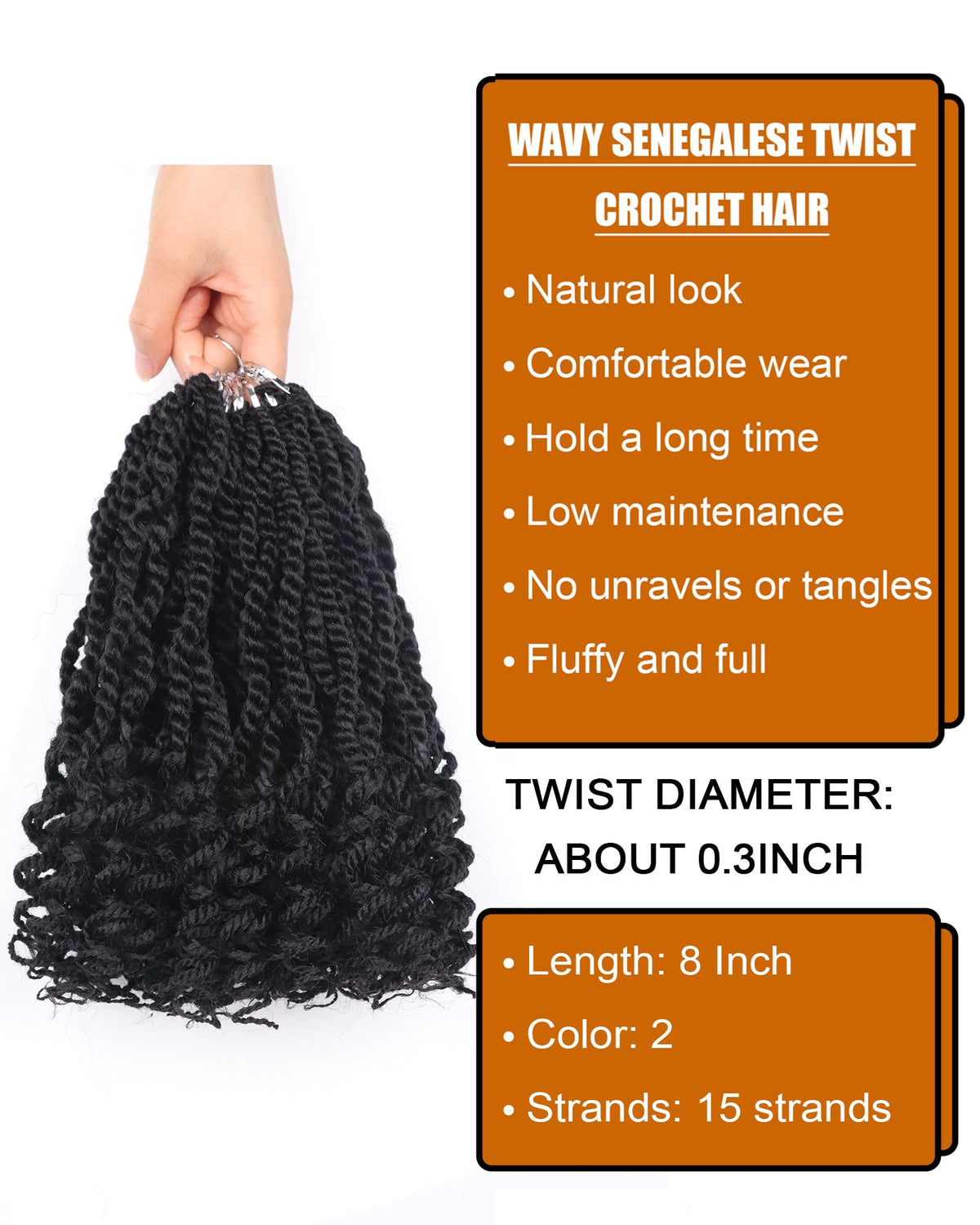 Close-up of Aeagoo twists showing curly ends for a lively, natural look.