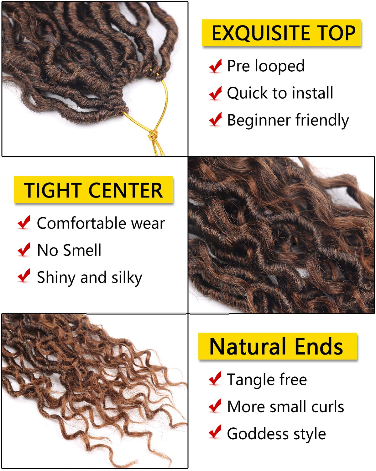 Aeagoo Goddess Locs pre-looped install, saving time for beginner crocheting.