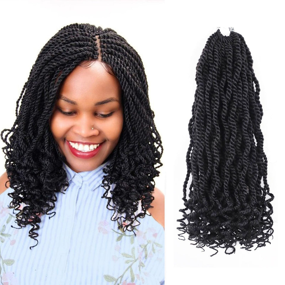 Aeagoo Senegalese twist crochet hair 12-inch full head view for voluminous natural look