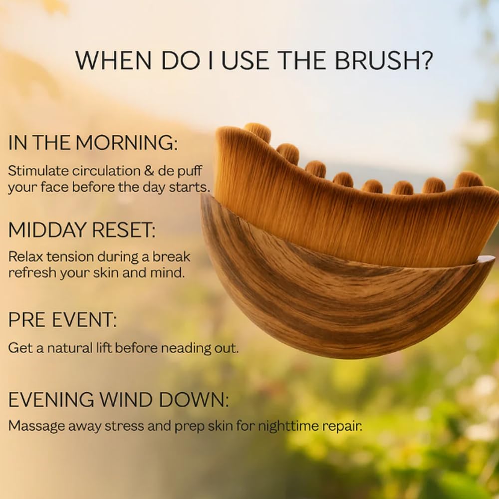 Aeki Lymphatic Contour Face Brush enhances serum and cream absorption