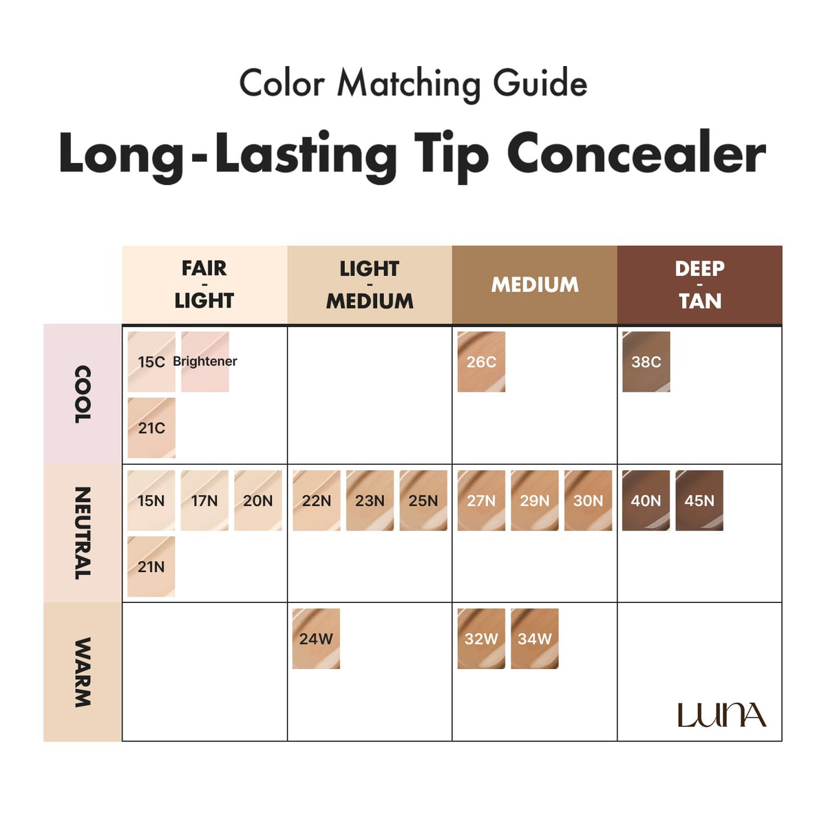 AEKYUNGLUNA LUNA shade range with 20 tones for diverse skin tones