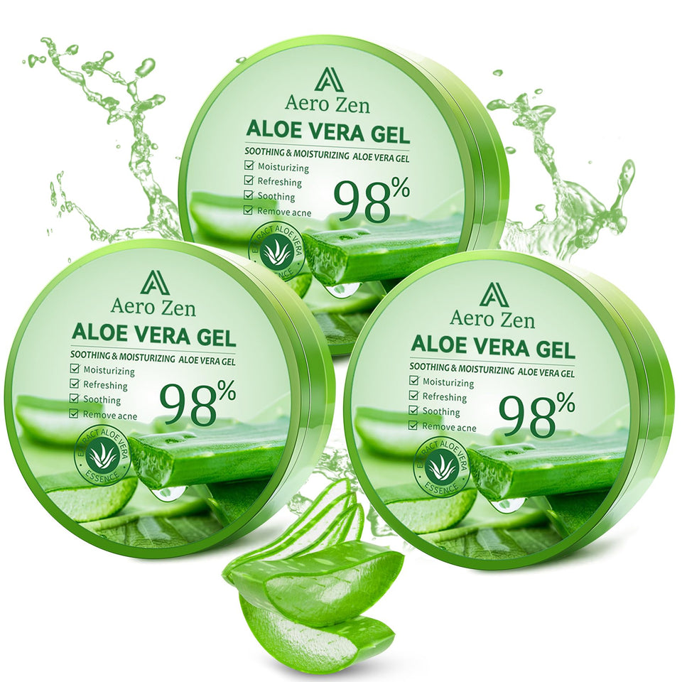 Aero Zen Pure Aloe Gel bottle front shows hydrating skin boost.