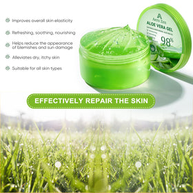 Aero Zen Pure Aloe Gel bottle pour demonstrates easy application for face and body.