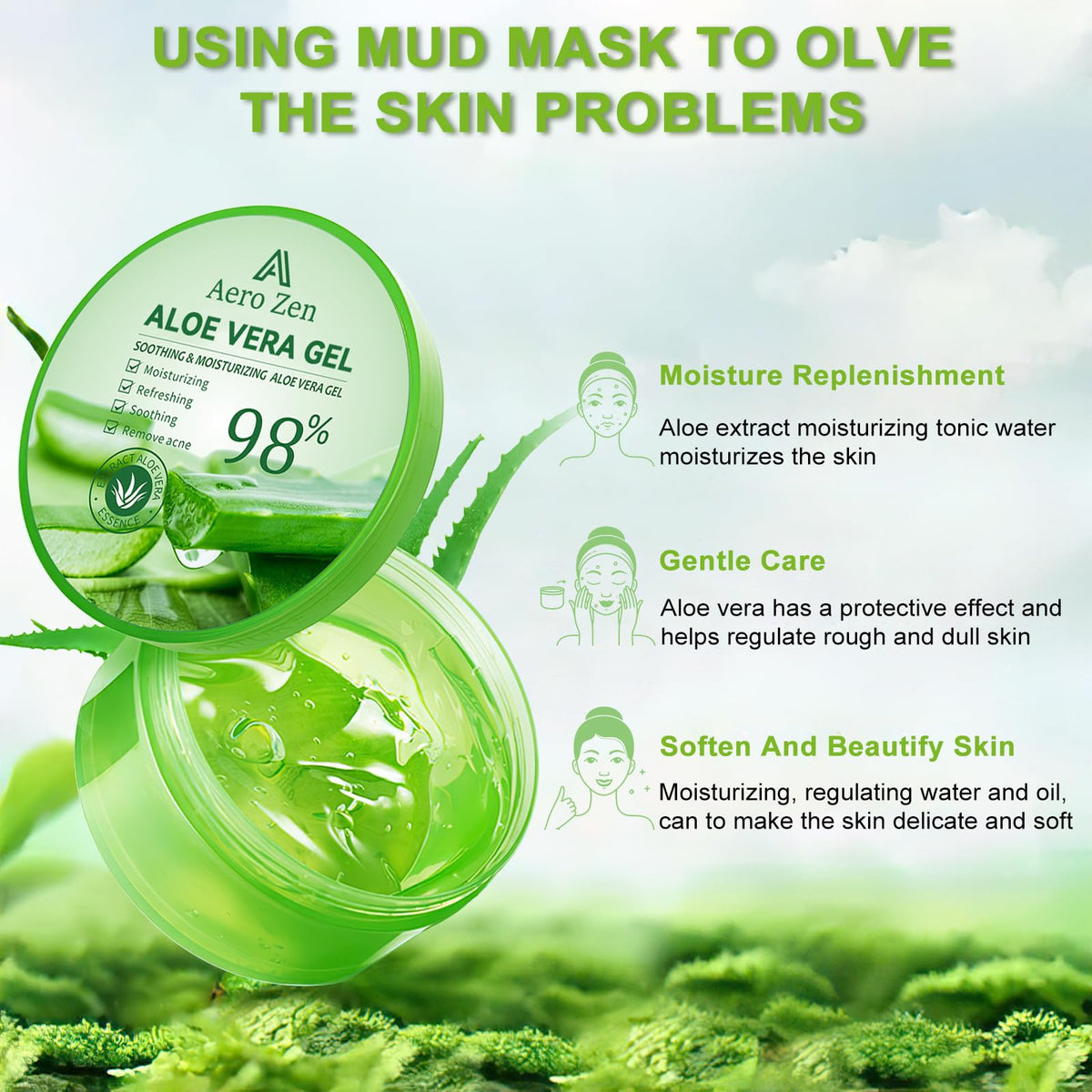 Aero Zen Pure Aloe Gel hair tips usage provides moisture and frizz control.