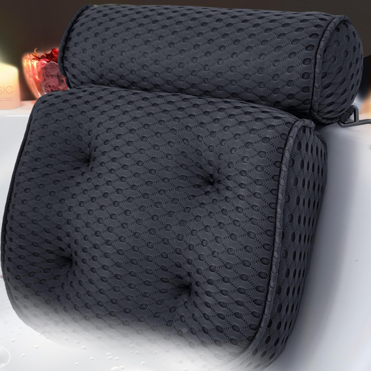 AEROiVi bath pillow neck support for a relaxing soak and better neck alignment.