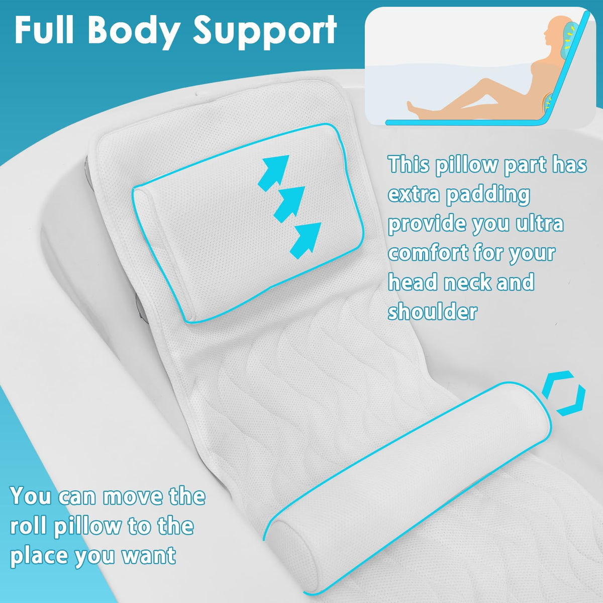 AEROiVi head-neck support padding for a relaxing soak