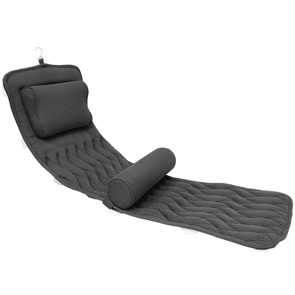 AEROiVi full body bath pillow with adjustable-lumbar-roll supports the waist during soaks