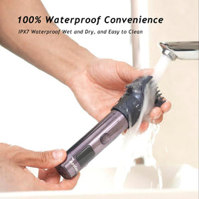 Aesfee beard trimmer in shower with foam for wet grooming