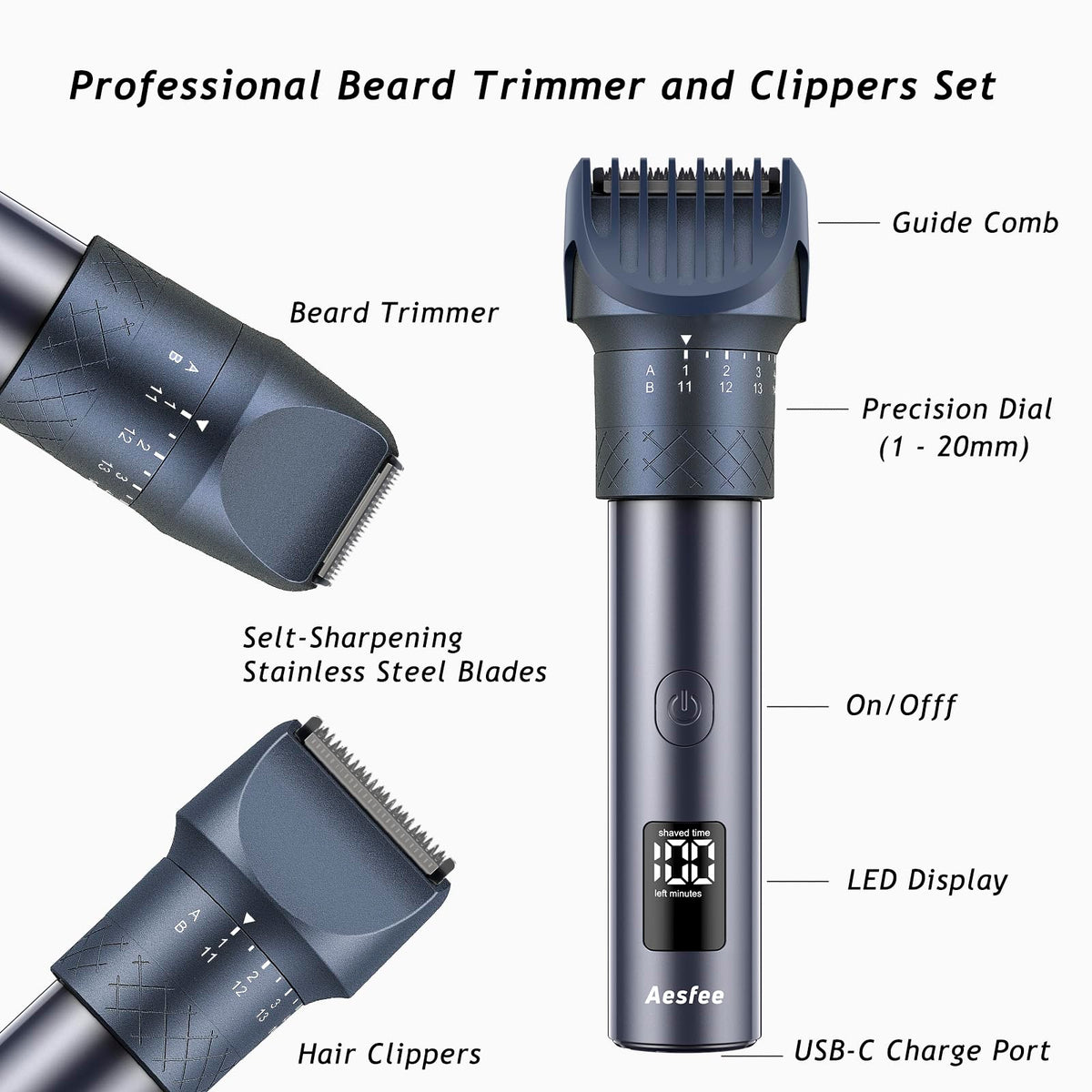 Aesfee beard trimmer self-sharpening blades delivering smooth results