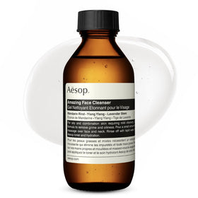 Aesop Amazing Face Cleanser bottle pour — starting a refreshing daily cleanse.