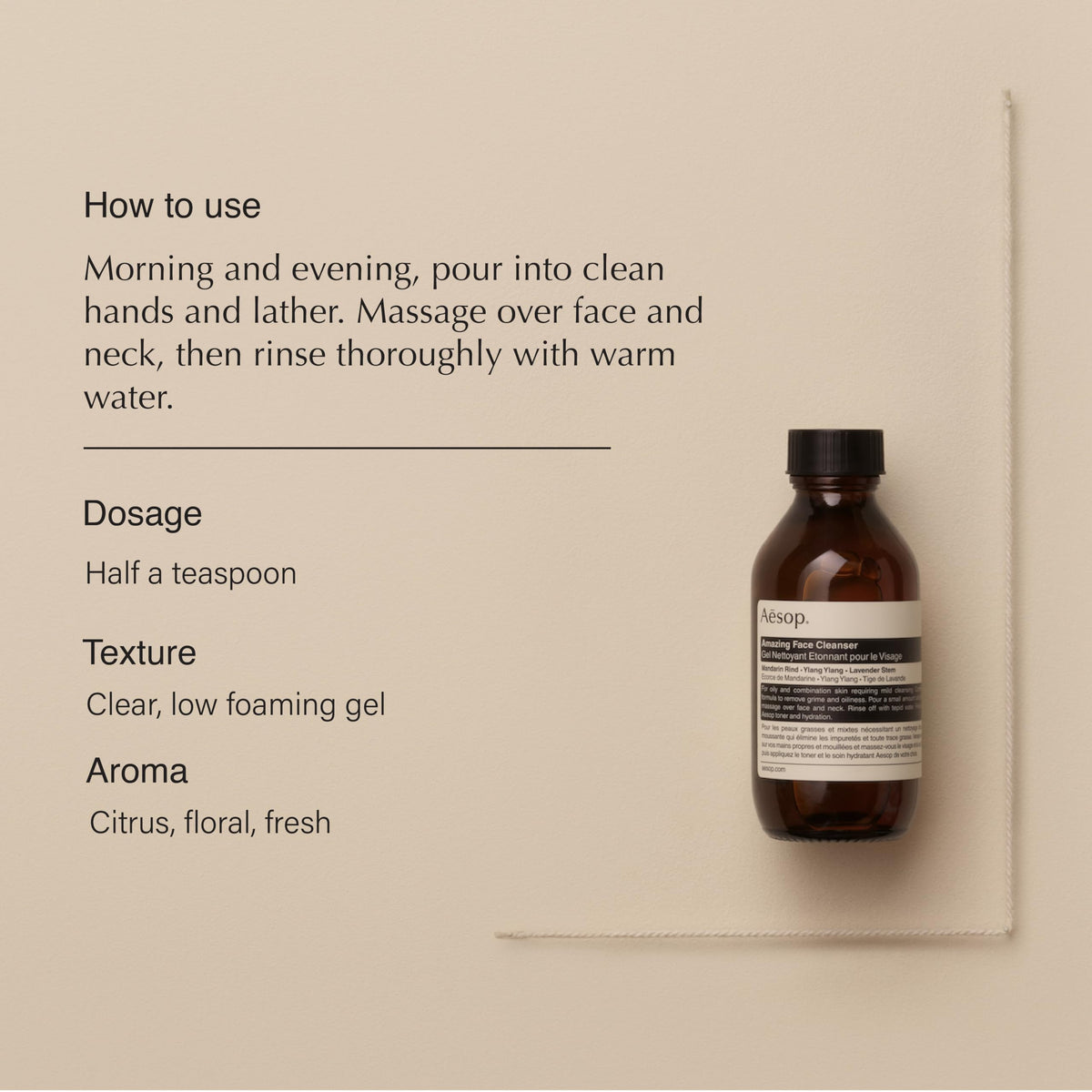 Aesop Amazing Face Cleanser foamy lather — gentle cleansing without drying.