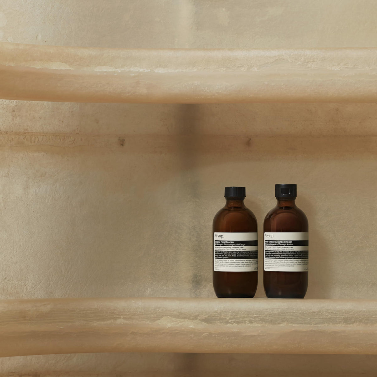 Aesop Amazing Face Cleanser water rinse — leaves balanced, clean skin.